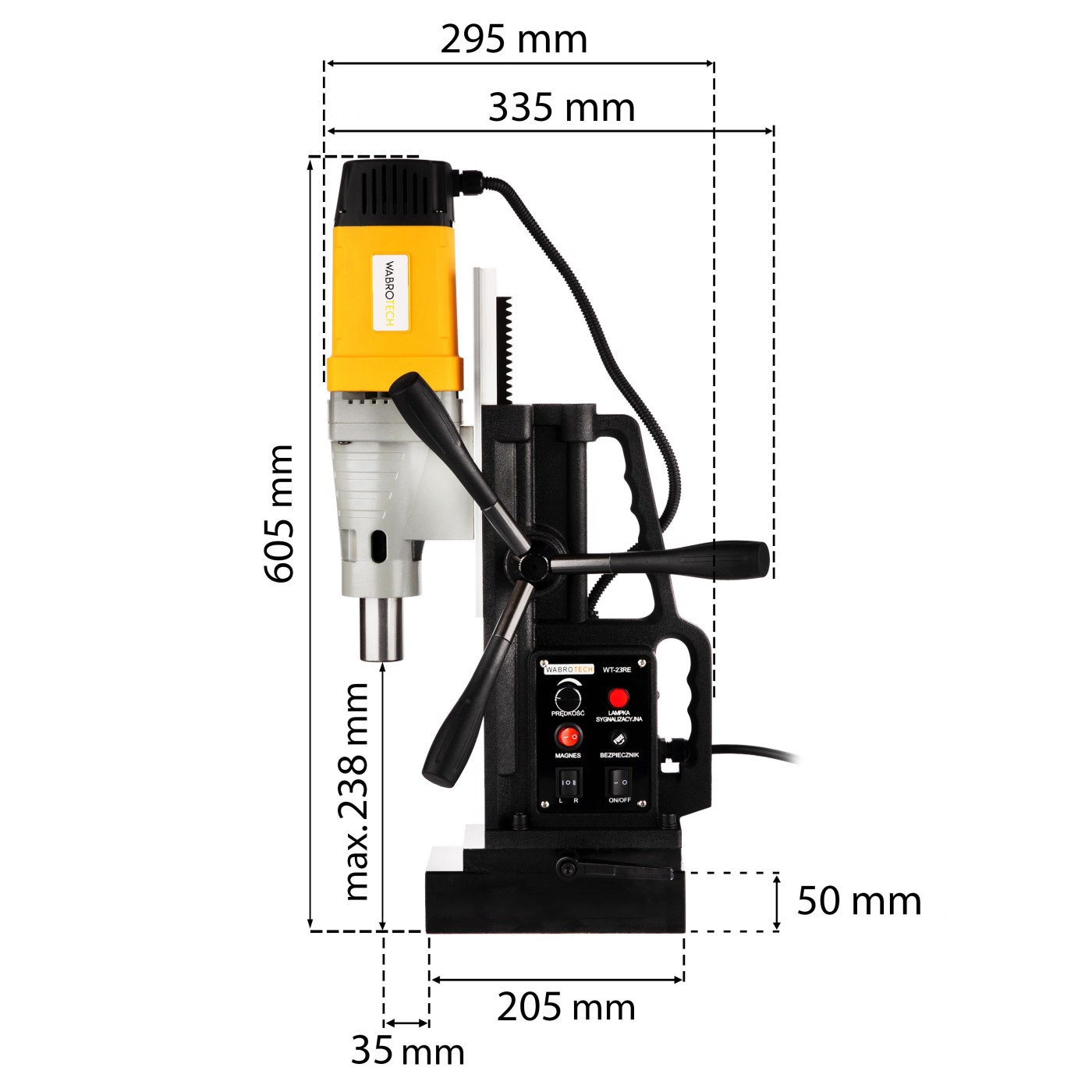Magnetické upínacie WABROTECH WT23RE-W s frézovacím setom a vŕtacím držiakom